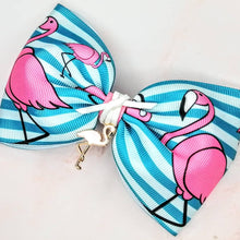 Load image into Gallery viewer, Flamingo Large Tux Ribbon bow &amp; Charm
