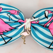 Load image into Gallery viewer, Flamingo Large Tux Ribbon bow &amp; Charm
